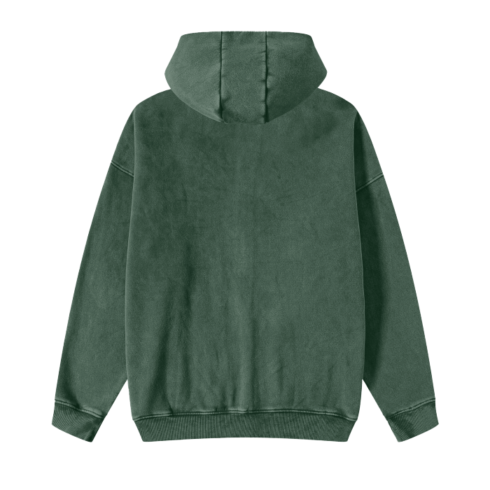 LB'S - Streetwear Acid Washed Zip Hoodie